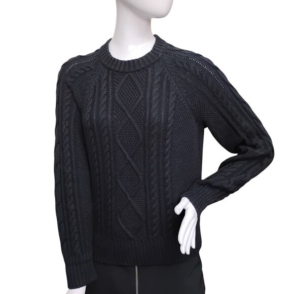 Gap Cable Knit Sweater Size Small Black Long Sleeve Crewneck Pullover - Picture 1 of 6